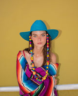 Light Blue Colorful Bird Hat